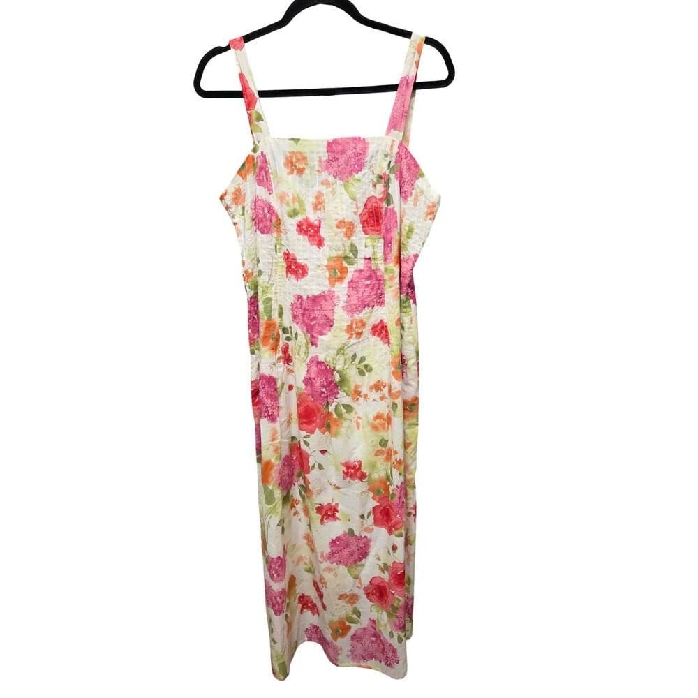 Jessica Howard Floral Square Neck Midi Dress‎ Cotton Medium